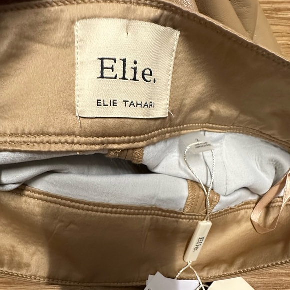 ELIE ELIE TAHARI Faux Leather Pencil Straight Tan Skirt - Picture 9 of 16